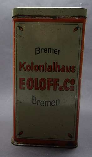 KAFFEEDOSE, UM 1900, F. OLOFF & CO. BREMEN