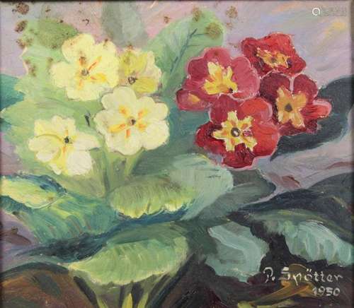 PAUL SPÖTTER (1904-1951), BLUMEN, DATIERT 1950, ÖL/HARTFASER