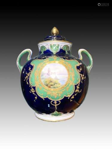 19th Century European Signed Cobalt Blue Vase