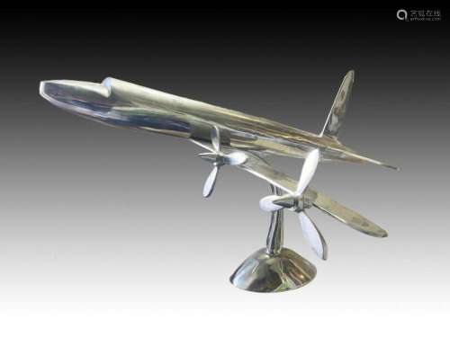 A Large Metal Model Contemporary Plane On Stand