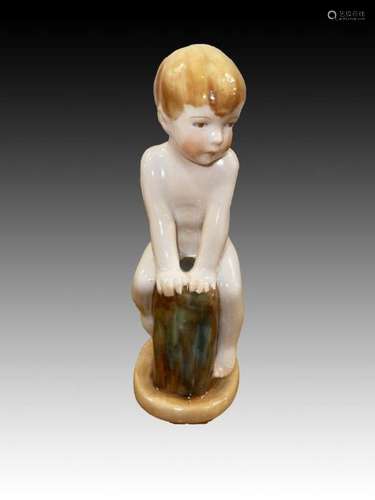 A Rare Royal Worcester Figure Of A Boy, Rare Mark 20th Centu...