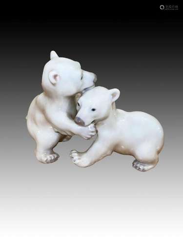 A Pair Of Royal Copenhagen Bears Playing, 20th Century