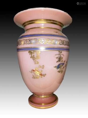 A BACCARAT PINK ENAMELLED OPALINE GLASS JARDINIÈRE,19th Cent...