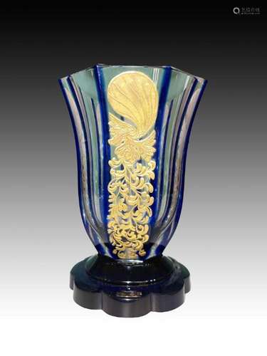 Bohemian Gold Gilt Fluted Goblet, 19th/20th Century