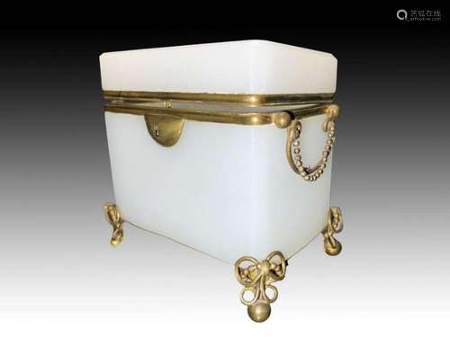 Large Heavy Bohemian White Bronze Box, 19th Century