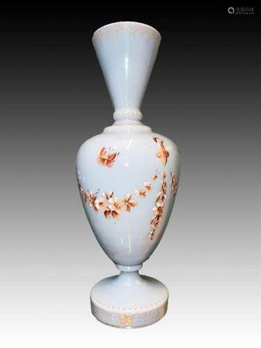 Fine Opaline Butterfly & Floral Motif Decorated Vase