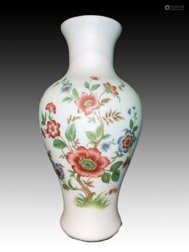 Baccarat Opaline Hand Painted Floral Vase, 19th Century