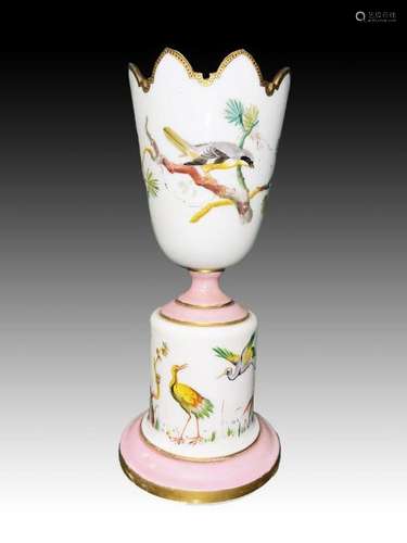 Baccarat Opaline Centrepiece Decorated With Birds & Flor...