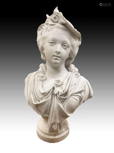 A French Bust Of A Maiden Signed by A. Carrier, 19th Century