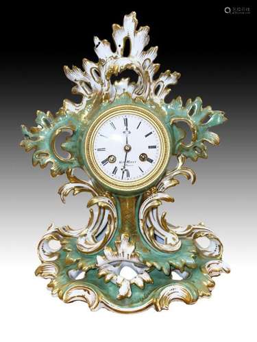 A French Porcelain Ornamental Clock Possibly Jacob Petite, 1...