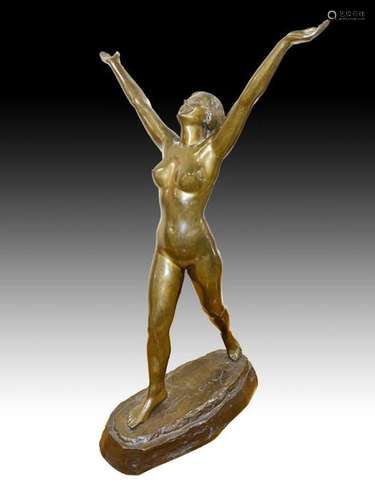 An Art Nouveau Bronze Sculpture Figure By Emil Fuchs Austria...