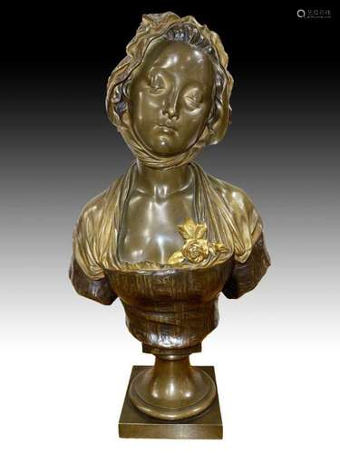 A Parcel Gilt French Bronze Bust Of A Lady 19th Century Poss...