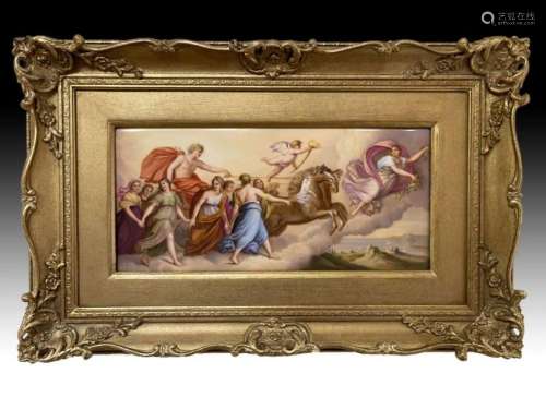 A Large Hand Painted German Porcelain Plaque, Possibly Vienn...