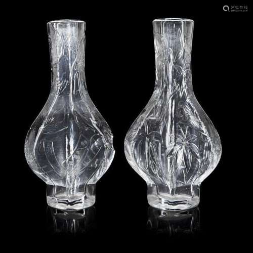 TWO 'JAPONISME' CUT-GLASS VASES, ATTRIBUTED TO BACCA...