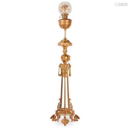 FRENCH 'JAPONISME' GILT BRONZE TORCHÈRE LAMP, ATTRIB...