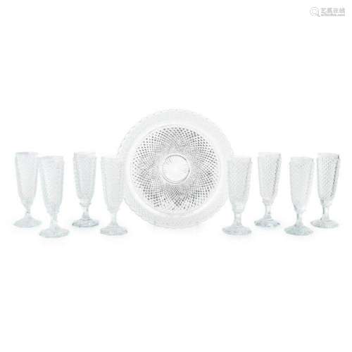 SUITE OF BACCARAT GLASS FLUTES AND MATCHING UNDERTRAYLATE 19...