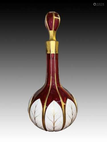 Bohemian Cranberry Decanter & Stopper, 19th Century