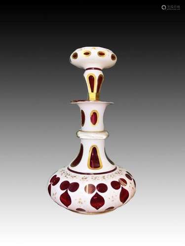 Cranberry Bohemian Double Layered Scent Bottle, 19th Century