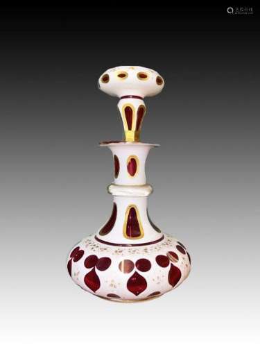 Cranberry Bohemian Double Layered Scent Bottle, 19th Century