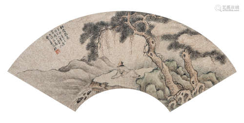 吴榖祥(1848-1903) 1891年 作 松荫听泉 设色纸本 镜心