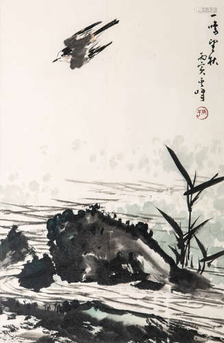 孙其峰（b.1920） 1986年 作 一鸣望秋 设色纸本 镜心