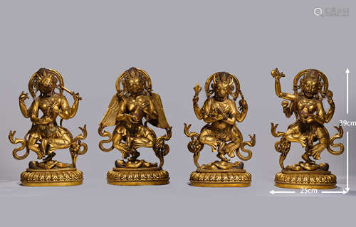 Dharmapala Statue铜鎏金四护法41