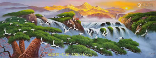 Oil Painting of Scensry By Chui JinZhe崔金哲 松鹤山水油画