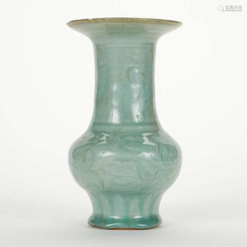 Chinese Ming Celadon Vase w/ Incised Decoration