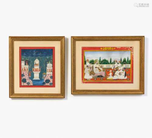 Two painting with Maharadja and Krishna