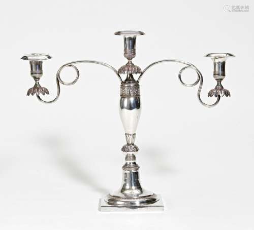 Three-armed silver candelabra Biedermeier