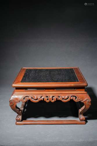 Qing Dynasty Boxwood Wooden Study Room Table With Zitan Rose...