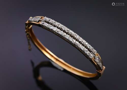 End Of 19Th Century 18 Gold, Platinum And Diamond Bracelet, ...