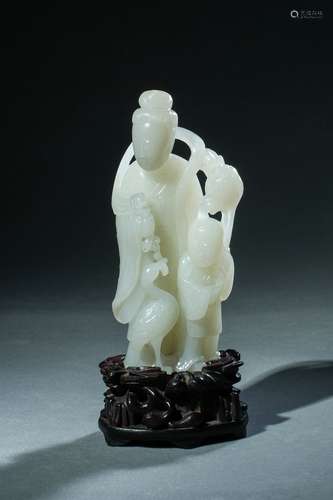 Qing Dynasty Hetian White Jade Ornament, China