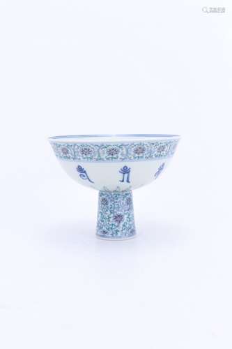 Yongzheng Period Doucai Porcelain Stem Bowl, China