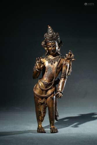 Ming Dynasty Nepalese Style Bronze Gold Gilded Tara Statue, ...