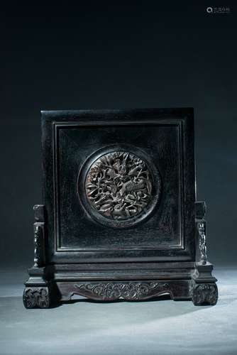 Qing Dynasty Zitan Rosewood Openwork Carving 