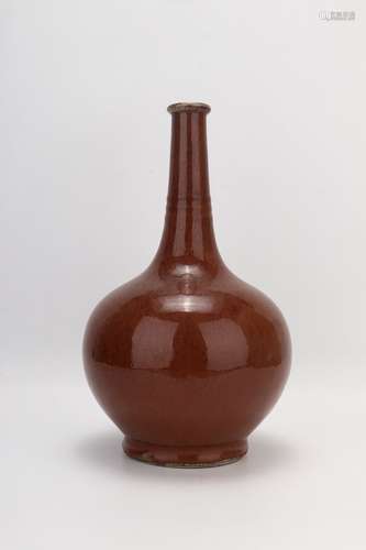 Qing Dynasty Red Glaze Porcelain Bottle, China