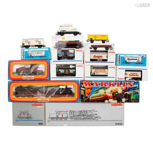 MaeRKLIN Konvolut aus 5 Lokomotiven und 12 Gueterwagen, Spur...