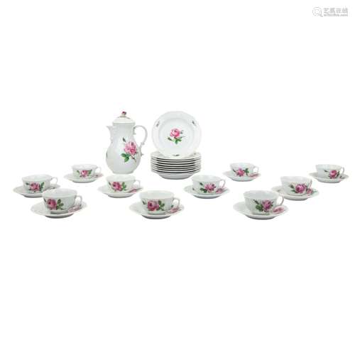 MEISSEN Kaffeeservice f. 10 Personen Rote Rose, 2. Wahl, 192...