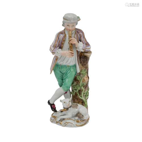 MEISSEN MARCOLINI Schaefer mit Floete, 1774-1814,