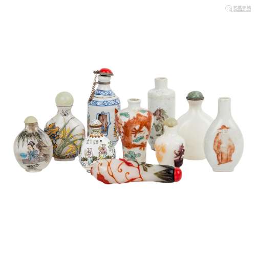 Zehn snuff bottles. CHINA, 19./20. Jh..