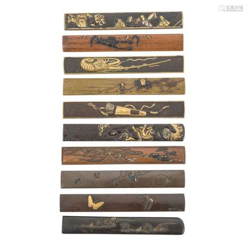 Sammlung von 10 Kozuka. JAPAN, Edo-Periode.