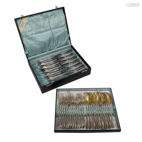 DEUTSCH Besteck fuer 12 Personen, 800 Silber, Art Deco, 20. ...