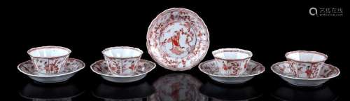 PORCELAIN CUPS AND SAUCERS WITH CONTOURED RIM