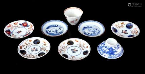 LOT OF PORCELAIN DISHES B.U.2 BLUE AND WHITE WITH CAPUCHIN B...