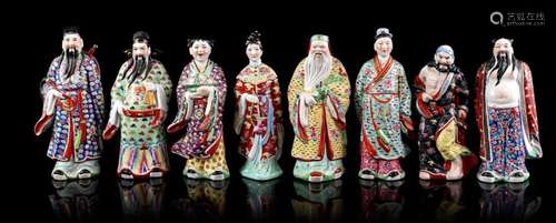 8 VARIOUS PORCELAIN STATUES OF WOMEN AND MEN, CHINA, 20TH CE...