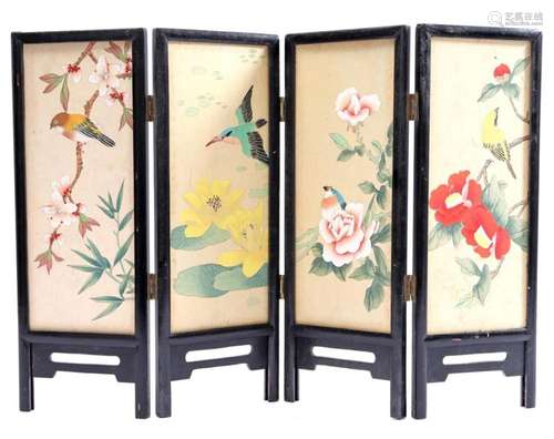 4-TURN MINIATURE FOLDING SCREEN WITH DOUBLE-SIDED PAINTED