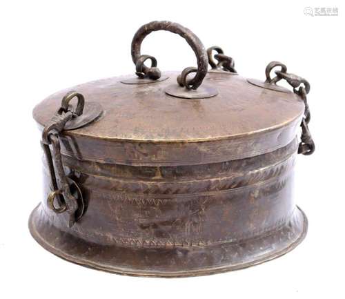 COPPER DRUM WITH HAMMERED DECOR