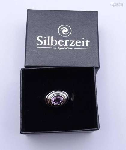 SILBER RING MIT OVAL FACC. FLUORIT, STERLING SILBER 0.925