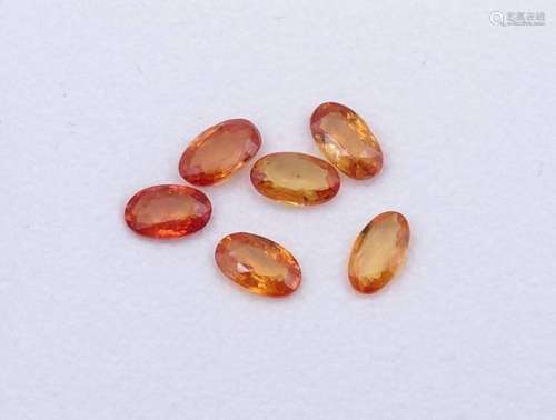 6 OVAL FACC. ORANGEFARBENE SAPHIRE, ZUS. 1,75CT.